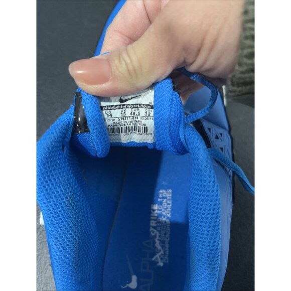 Nike Alpha Strike 3/4 TD Mens 14 Football Cleats 579370-014 Blue/Black Dual Pull - Picture 9 of 10